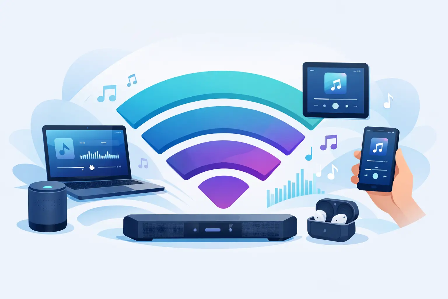 WiFi Band Playback for Multi-Device Audio
